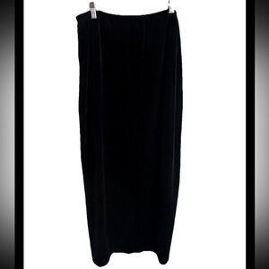 CHICOS Black Velour Poly Spandex Midi Elastic Waist Tube Skirt  Sz 12